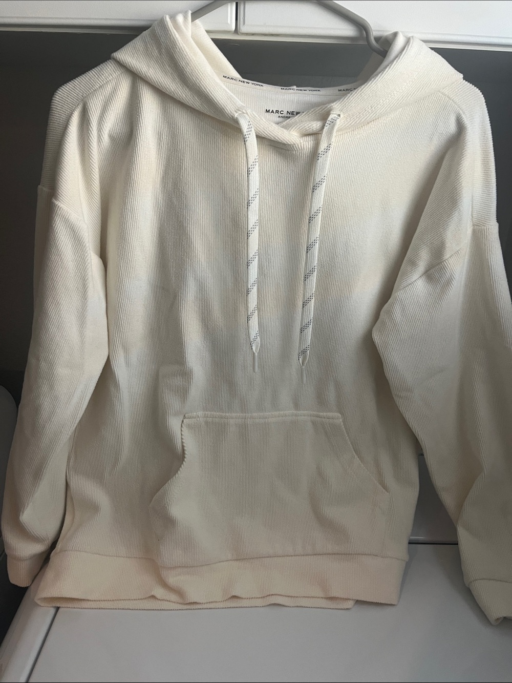 Marc New York Cream Waffle-Knit Pullover Hoodie